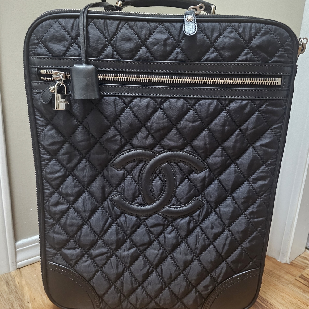 Chanel Black Quilted Suitcase